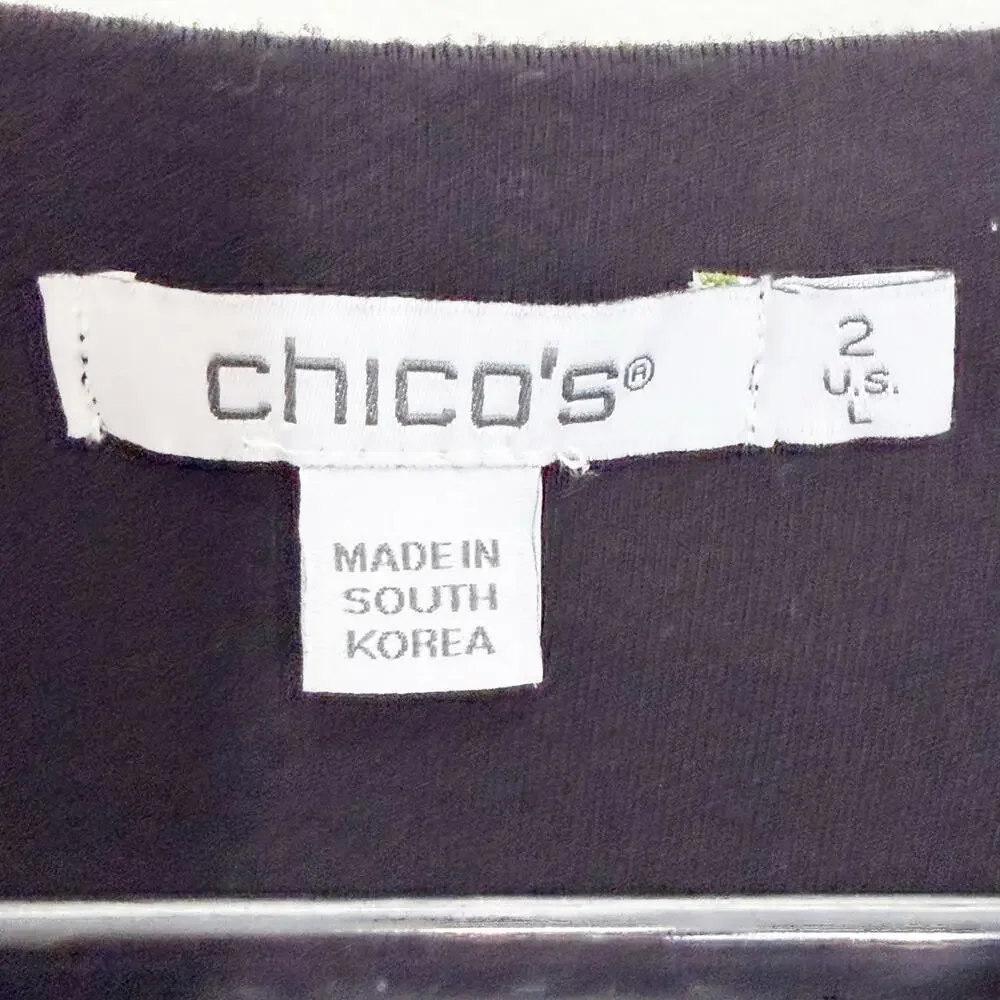 CHICO'S Touch of Cool Ruched Banded Hem Top Dolman Sleeve Black Womens Size L - Picture 6 of 9